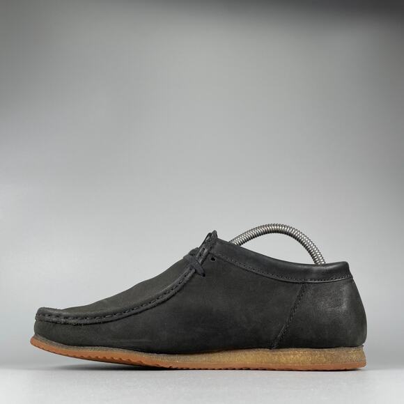 Men\'s 7.5 Women\'s 9 Clarks Originals Wallabees Black Leather Lace Up Shoes GUC